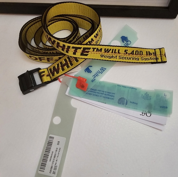 #1 OFF-WHITE Mini Industrial Belt AUTHENTIC 💛🖤💛 - Picture 2 of 10